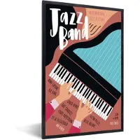 PosterMonkey Fotolijst incl. Poster - Jazz band - Piano - Muziek - Quotes - 60x90 cm - Posterlijst