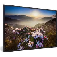 PosterMonkey Fotolijst incl. Poster - Bloemenweide - Zon - Bergen - 30x20 cm - Posterlijst