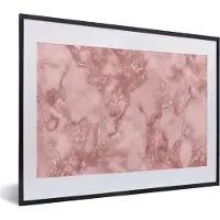PosterMonkey Fotolijst incl. Poster - Rose gold - Glitter - Marmer - Agaat - 40x30 cm - Posterlijst