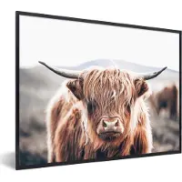 PosterMonkey Fotolijst incl. Poster - Schotse Hooglander - Berg - Hoorn - 40x30 cm - Posterlijst