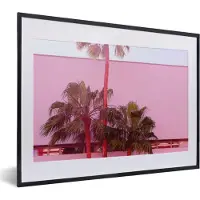 PosterMonkey Fotolijst incl. Poster - Palm - Tuinposter - Roze - 40x30 cm - Posterlijst