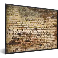PosterMonkey Fotolijst incl. Poster - Baksteen - Versleten - Muur - 80x60 cm - Posterlijst