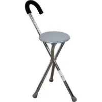 Mobiclinic Gloria - Wandelstok met zitje - Tot 90 kg - Opvouwbaar - Aluminium - Driepoot wandelstok - Antislip Uiteinden - Stoelstok - Orthopedische wandelstok - Ergonomische handgreep - Grijs