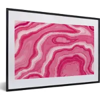 PosterMonkey Fotolijst incl. Poster - Roze - Geode - Agaat steen - Edelstenen - 60x40 cm - Posterlijst