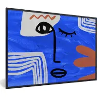 PosterMonkey Fotolijst incl. Poster - Gezicht - Blauw - Abstract - 90x60 cm - Posterlijst