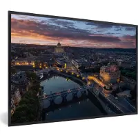 PosterMonkey Fotolijst incl. Poster - Rome - Nacht - Italië - 90x60 cm - Posterlijst
