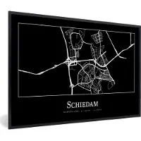 PosterMonkey Fotolijst incl. Poster - Kaart - Schiedam - Plattegrond - Stadskaart - 30x20 cm - Posterlijst