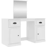 vidaXL Kaptafel met spiegel 130x50x132,5 cm wit