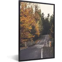 PosterMonkey Fotolijst incl. Poster - Bomen - Weg - Herfst - 60x90 cm - Posterlijst