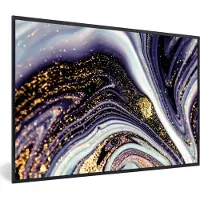 PosterMonkey Fotolijst incl. Poster - Marmer - Paars - Luxe - Marmerlook - Glitter - 30x20 cm - Posterlijst