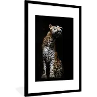 PosterMonkey Fotolijst incl. Poster - Luipaard - Zwart - Schaduw - 80x120 cm - Posterlijst