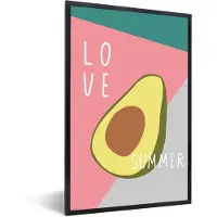 PosterMonkey Fotolijst incl. Poster - Avocado - Pastel - Roze - 80x120 cm - Posterlijst