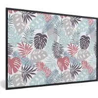 PosterMonkey Fotolijst incl. Poster - Bladeren - Jungle - Pastel - Tropisch - 120x80 cm - Posterlijst
