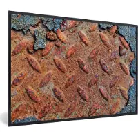 PosterMonkey Fotolijst incl. Poster - Diamantplaat - Beton - Roest - Vintage - 120x80 cm - Posterlijst