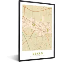 PosterMonkey Fotolijst incl. Poster - Retro - Plattegrond - Stadskaart - Kaart - België - 60x90 cm - Posterlijst