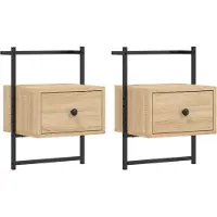 vidaXL Nachtkastjes 2 st wandgemonteerd 35x30x51 cm hout sonoma eiken