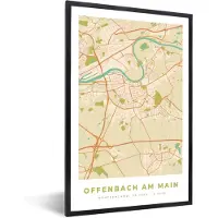PosterMonkey Fotolijst incl. Poster - Stadskaart - Offenbach am Main - Vintage - Kaart - Plattegrond - 60x90 cm - Posterlijst