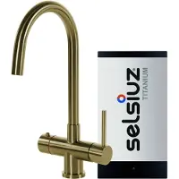 Selsiuz Inox kokend water kraan met titanium single boiler en C-uitloopkraan gold
