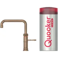 Quooker Classic Fusion Square messing patina met COMBI+ boiler 3-in-1 kokend water kraan