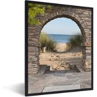 PosterMonkey Fotolijst incl. Poster - Doorkijk - Strand - Duin - Planten - 30x40 cm - Posterlijst