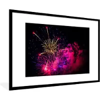 PosterMonkey Fotolijst incl. Poster - Vuurwerk schiet in de lucht - 120x80 cm - Posterlijst