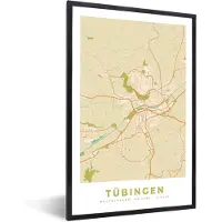 PosterMonkey Fotolijst incl. Poster - Tübingen - Plattegrond - Kaart - Stadskaart - Vintage - 80x120 cm - Posterlijst