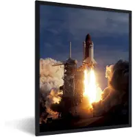 PosterMonkey Fotolijst incl. Poster - Space shuttle lancering - 60x80 cm - Posterlijst