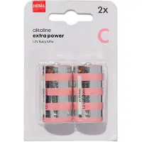 HEMA C alkaline extra power batterijen - 2 stuks