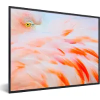 PosterMonkey Fotolijst incl. Poster - Close-up foto van een flamingo - 80x60 cm - Posterlijst