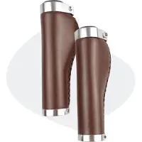 Voltano Leren Fietshandvatten Bruin - Ergonomisch Gevormd - Met Inbus Lock On