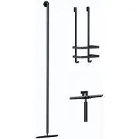 Guido Gusto Douche accessoiresset inclusief vloerwisser - douchewisser en doucherek mat zwart