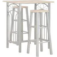 vidaXL 3-delige Barset hout en staal