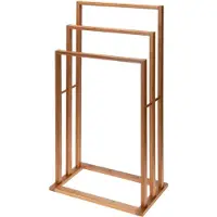 Excellent houseware handdoeken drogen staand rek bamboe 40 x 24 x 82 cm - Handdoekrekken