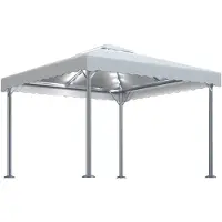 vidaXL Prieel met LED-lichtslinger 300x300 cm aluminium crèmekleurig