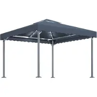vidaXL Prieel met LED-lichtslinger 300x300 cm aluminium antracietkleur