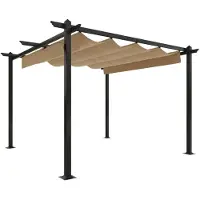 vidaXL Tuinprieel met uittrekbaar dak 3x3 m taupe