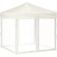 vidaXL Partytent inklapbaar met zijwanden 2x2 m crèmekleurig