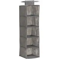 Zeller kast organiser - hangend - 5 vakken - 28 x 28 x 95 cm - grijs - Opbergmanden
