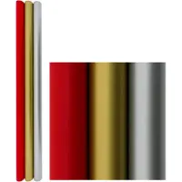 Benza Triple Color cadeaupapier - Gecoat inpakpapier - Rood Zilver Goud - 3 meter x 70 cm - 3 rollen