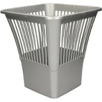 Forte Plastics Plasticforte Afvalbak/vuilnisbak/kantoor prullenbak - plastic - zilvergrijs - 30 cm - Prullenmanden