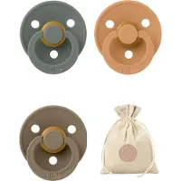 BIBS fopspenen T1 + speenzakje BolleToet - Pine, Pumpkin, Dark Oak - 0-6 maanden