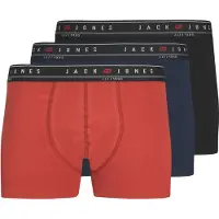 Jack & Jones Heren boxershorts trunks jacnagee rood/donkerblauw/zwart 3-pack