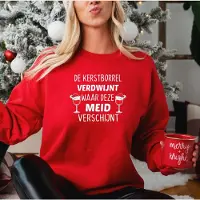 B&C De kerstborrel verdwijnt waar deze meid verschijnt- Foute kersttrui- Rood- Maat 3XL
