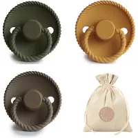 Frigg ROPE T1 - Olive, Honey Gold, Portobello + Bolletoet speenzakje - 0-6 maanden