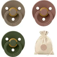 BIBS fopspenen T1 + speenzakje BolleToet- Huntergreen, Woodchuck, Dark Oak - 0-6 maanden