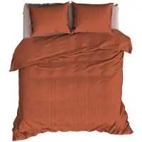 Satin d'or Dekbedovertrek Streep Terracotta Satijn-240 x 200 / 220 cm | Lits-Jumeaux