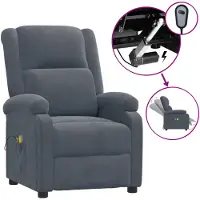 vidaXL Massagestoel elektrisch fluweel donkergrijs