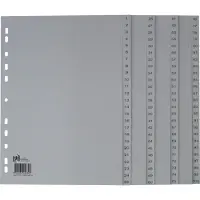 Oxford tabbladen, A4, uit PP, 11-gaatsperforatie, 100 genummerde tabs, grijs