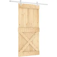vidaXL Schuifdeur met beslag 95x210 cm massief grenenhout