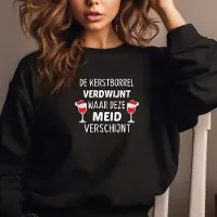 B&C De kerstborrel verdwijnt waar deze meid verschijnt- Foute kersttrui- Zwart- Maat L